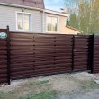 Откатные ворота с горизонтальным штакетником "Шахматка" механические на в/с